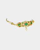 A mini necklace-cum-baju exquisitely crafted with diamond polki, carved emerald, and ruby accents, offering regal elegance with versatile traditional charm(KMNE3649)