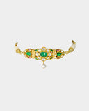 A mini necklace-cum-baju exquisitely crafted with diamond polki, carved emerald, and ruby accents, offering regal elegance with versatile traditional charm(KMNE3649)