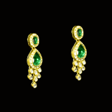 This exquisite set features luminous polki diamonds highlighted by rich green stones, embodying heritage craftsmanship and royal charm. (KMNE3675)