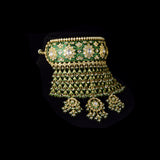 Heritage Green Aad Necklace Celebrate timeless craftsmanship with this traditional green enamelled Aad necklace, (KMNE3717)