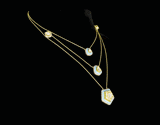 A graceful layered necklace set featuring firoza enamelled detailing, accented with polki and round diamonds, paired with matching earrings and delicate gold chain stringing for a refined, contemporary yet timeless elegance. (KMNE3728)