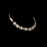 Fusion Diamond Polki Necklace Set A graceful fusion necklace paired with elegant earrings, featuring statement diamond polki, brilliant round diamonds, and contemporary craftsmanship for timeless sophistication and versatile luxury wear.(KMNE3740)