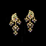 Grand statement necklace and earring pair featuring intricate peacock meenakari in vibrant hues, adorned with uncut diamond polki, highlighted by cascading multicolor beads with pearls, reflecting regal artistry and timeless bridal elegance. (KMNE3743)