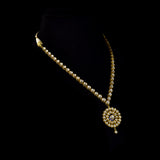 Single-Line Diamond Polki Necklace An elegant single-line diamond polki necklace featuring a beautifully crafted statement pendant, blending timeless artistry with graceful sophistication for every special occasion.(KMNE3755)