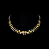 Elegant diamond polki necklace paired with matching tops, showcasing timeless craftsmanship and refined brilliance, perfect for weddings, festive occasions, and sophisticated everyday luxury.(KMNE3756)