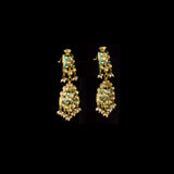 Green Enamelled Diamond Polki Necklace Set Traditional green enamelled necklace set adorned with sparkling diamond polki and delicate pearl hangings, paired with matching earrings for timeless elegance and festive charm.(KMNE3766)