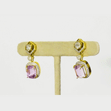 Fusion Diamond Polki Kunzite Necklace Set Elegant fusion necklace set featuring diamond polki, radiant round diamonds, vibrant kunzite gemstones, and pearl-accented chain, paired with matching earrings for contemporary sophistication.(KMNE3768)