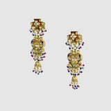 Traditional Peacock Diamond Polki Choker Set Traditional peacock design choker with matching earrings, crafted in diamond polki, vibrant enamel detailing, and pearl hangings, celebrating timeless Indian artistry and elegance.(KMNE3773)
