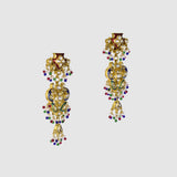 Traditional Peacock Diamond Polki Choker Set Traditional peacock design choker with matching earrings, crafted in diamond polki, vibrant enamel detailing, and pearl hangings, celebrating timeless Indian artistry and elegance.(KMNE3773)