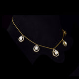 Delicate pear-shaped diamond Polki gracefully framed by shimmering round diamonds, creating a timeless station necklace with effortless elegance and brilliance.(KMNE3775)