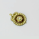 A simple red meena pendant accented with diamond polki, reflecting timeless elegance and refined traditional craftsmanship. (KMPE1352)