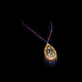 Royal Enamel Pendant Set Exquisite red and blue enamel pendant set adorned with diamond polki, beautifully strung with ruby and sapphire maniya for timeless royal elegance.(KMPE1363)