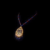 Royal Enamel Pendant Set Exquisite red and blue enamel pendant set adorned with diamond polki, beautifully strung with ruby and sapphire maniya for timeless royal elegance.(KMPE1363)
