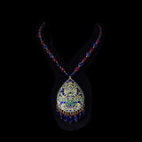 Royal Enamel Pendant Set Exquisite red and blue enamel pendant set adorned with diamond polki, beautifully strung with ruby and sapphire maniya for timeless royal elegance.(KMPE1363)