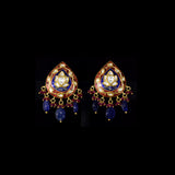 Royal Enamel Pendant Set Exquisite red and blue enamel pendant set adorned with diamond polki, beautifully strung with ruby and sapphire maniya for timeless royal elegance.(KMPE1363)