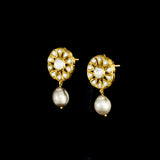 Radiate timeless elegance with these exquisite Diamond Polki tops, beautifully accented with lustrous pearl drops—perfect for adding royal charm to every occasion.(KMPE1368)