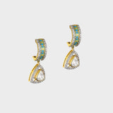A stunning fusion-style pendant and earring set featuring Firoza Meena, Diamond Polki, and brilliant diamonds, elegantly paired with sapphire bead strands for a vibrant, luxurious, and timeless statement look.(KMPE1381)