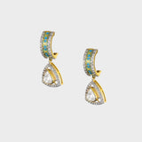 A stunning fusion-style pendant and earring set featuring Firoza Meena, Diamond Polki, and brilliant diamonds, elegantly paired with sapphire bead strands for a vibrant, luxurious, and timeless statement look.(KMPE1381)