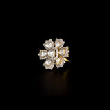 Radiant Diamond Polki Ring Exquisite diamond polki and brilliant diamonds bloom in a floral-inspired ring, radiating timeless elegance.(KMR0179)