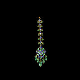 Elevate your elegance with this Ekposta Maangtika, featuring uncut diamond Polki and delicately strung with rich emerald beads.(KMTK0237)