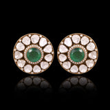Elegant floral tops showcasing the brilliance of Diamond Polki and the rich allure of emerald for timeless beauty.(NP361)
