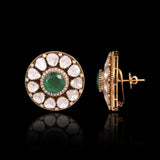 Elegant floral tops showcasing the brilliance of Diamond Polki and the rich allure of emerald for timeless beauty.(NP361)