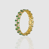 Emerald Diamond Bangle Elegant bangle adorned with vibrant pear-shaped emeralds and brilliant diamonds, beautifully arranged in a graceful floral pattern for timeless sophistication and luxury.(PGDB078)