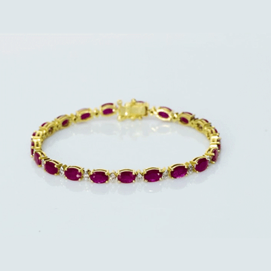 Sleek ruby and diamond bracelet featuring vibrant color, subtle sparkle, and timeless elegance—perfect for everyday wear and celebrations.(PGDBR076)