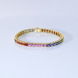 Bursting with vibrant sapphire hues, this bracelet brings together color, sparkle, and elegance for a truly eye-catching statement.(PGDBR079)