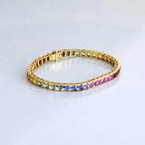 Bursting with vibrant sapphire hues, this bracelet brings together color, sparkle, and elegance for a truly eye-catching statement.(PGDBR079)