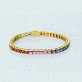 Bursting with vibrant sapphire hues, this bracelet brings together color, sparkle, and elegance for a truly eye-catching statement.(PGDBR079)