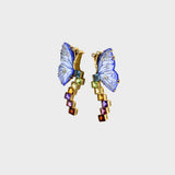 Delicate butterfly motifs meet colorful semi-precious stones and diamonds, creating a playful yet elegant designer earring perfect for modern jewelry lovers.(PGDE0232)