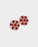 Classic earrings adorned with oval rubies and diamonds, reflecting traditional design, vibrant color, and graceful, timeless charm.(PGDE0405)