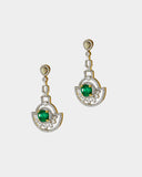 Stunning emerald and diamond long earrings, perfect for graceful, classic elegance.(PGDE0412)