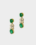 Elegant earrings featuring premium oval emeralds and pear-shaped diamonds, offering timeless beauty and refined sophistication(PGDE0424)