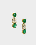 Elegant earrings featuring premium oval emeralds and pear-shaped diamonds, offering timeless beauty and refined sophistication(PGDE0424)