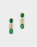 Elegant earrings featuring premium oval emeralds and pear-shaped diamonds, offering timeless beauty and refined sophistication(PGDE0424)