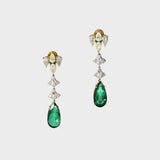 Featuring premium pear-shaped emeralds accented by shimmering diamonds, these statement earrings showcase refined craftsmanship, luxurious beauty, and a rich, graceful presence.(PGDE0439)