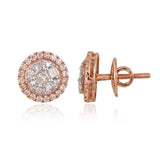 A perfect harmony of princess-cut and round diamonds, crafted into an exquisite rose gold tops pair.(PGDE0454)