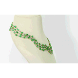 Colombian Emerald Masterpiece Exquisite necklace set featuring exceptional Colombian emeralds, brilliant round and baguette diamonds in an elegant multi-layer design, paired with graceful statement earrings radiating timeless luxury.(PGDNE057)