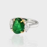 Emerald Cabochon and Fancy Shape Diamond Ring, Embrace the unique beauty of emerald cabochons harmonized with the dazzling sparkle of fancy shape diamonds. (PGDPJ)
