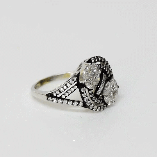 A striking diamond ring in white and black rhodium, combining elegance, contrast, and timeless sophistication.(PGDR0130)