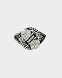 A striking diamond ring in white and black rhodium, combining elegance, contrast, and timeless sophistication.(PGDR0130)