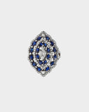 Ring adorned with a breathtaking combination of diamonds and blue sapphire, designed to captivate hearts and elevate style.(PGDR0233)