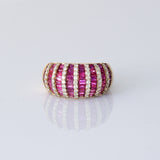 Beautiful ruby and diamond bands come together in this eye-catching ring, designed for effortless glamour and charm.(PGDR0518)