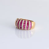 Beautiful ruby and diamond bands come together in this eye-catching ring, designed for effortless glamour and charm.(PGDR0518)