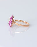 A radiant round diamond embraced by a halo of vivid pink sapphires—where timeless brilliance meets feminine charm. (PGDR0524)