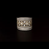 Diamond Statement Ring Bold statement ring featuring brilliant round diamonds in an intricate floral lattice design, framed by sparkling diamond rows for contemporary elegance and brilliance.(PGDR053)