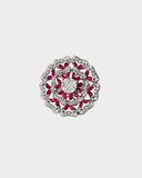 A striking ruby and diamond ring featuring vibrant rubies paired with sparkling diamonds for timeless elegance and refined luxury. (PGDR078)