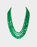 A luxurious five-layer necklace of premium emerald long beads, featuring deep, vibrant color and exceptional quality, designed to make a striking and elegant statement.(STRG326)